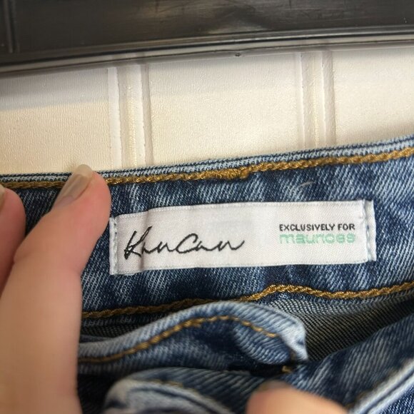 KanCan distressed cropped cuff hem jeans medium wash size 31 G35 - Picture 4 of 6